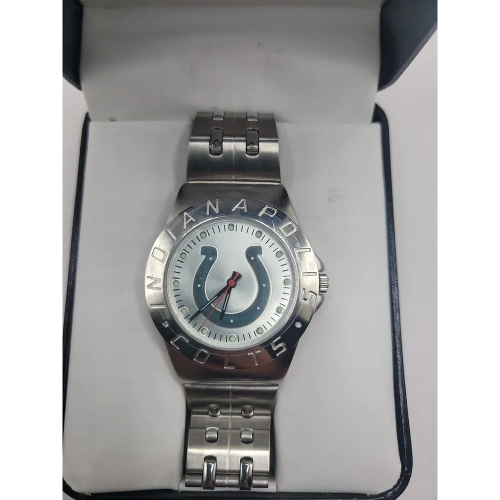 Indianapolis Colts NFL Watch Silver Tone Horseshoe Logo Quartz Wristwatch